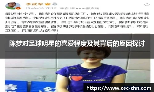 陈梦对足球明星的喜爱程度及其背后的原因探讨